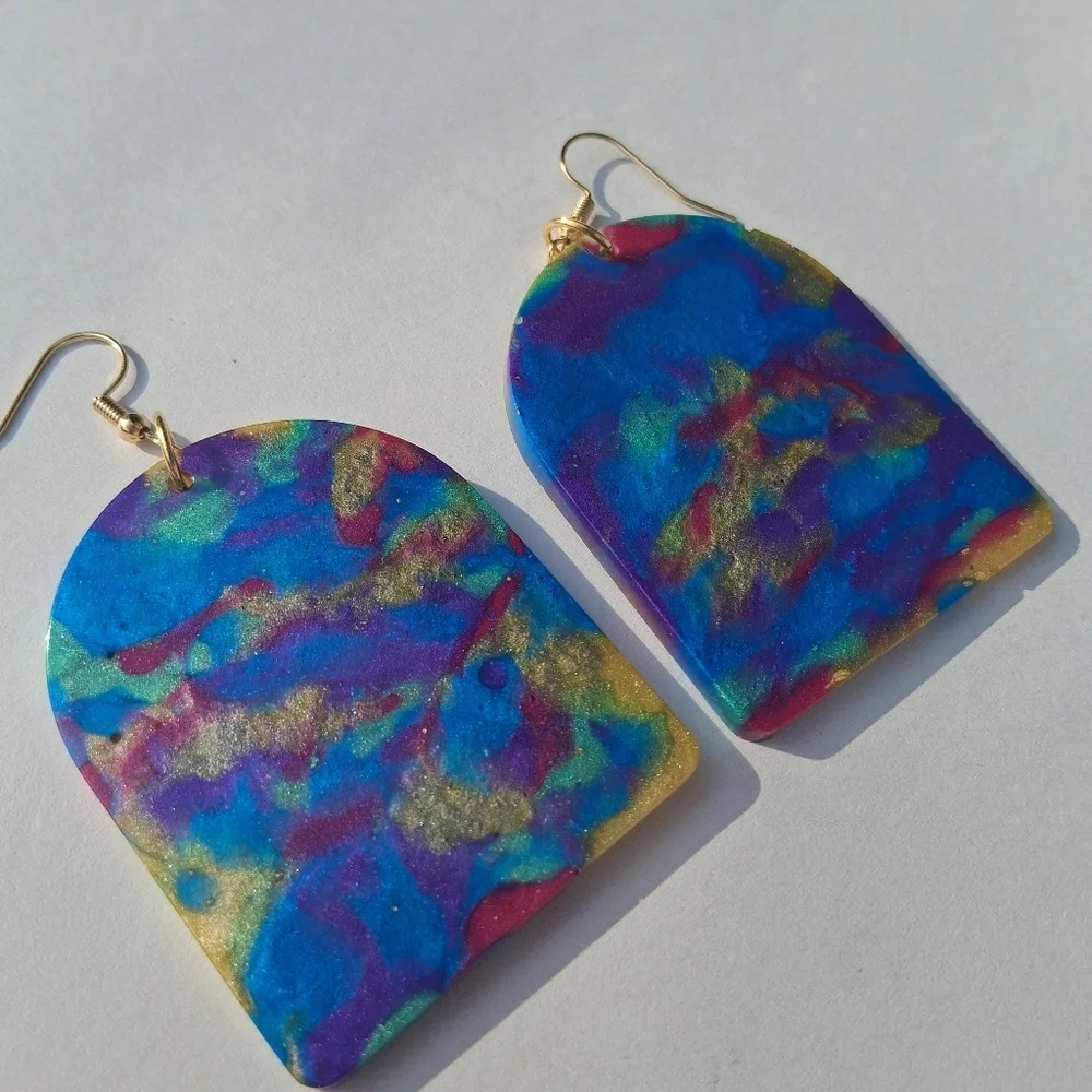Hand Crafted Blue and Purple Earrings